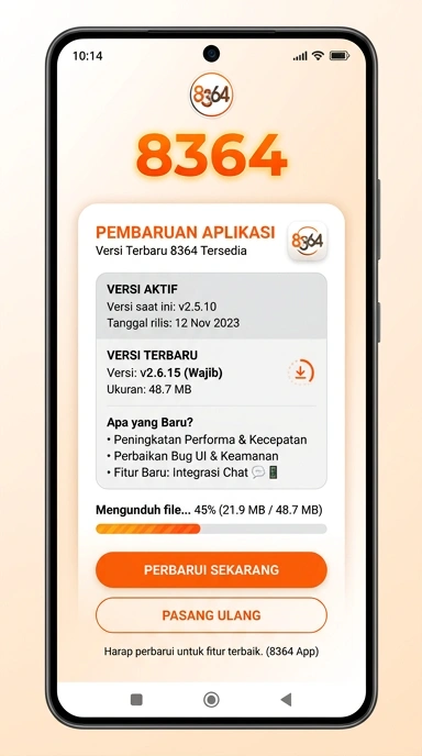 Halaman Riwayat Versi 8364 untuk Pengguna Android