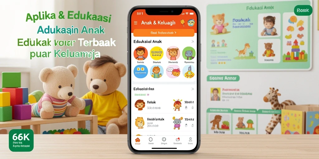 Tampilan antarmuka aplikasi 66K yang menarik dan edukatif.