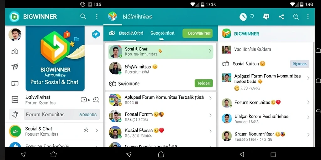 Antarmuka pengguna <strong>BIGWINNER</strong> untuk Forum Komunitas yang menarik dan interaktif.
