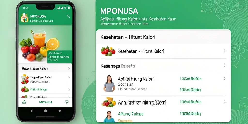Antarmuka aplikasi MPONUSA dengan fitur Hitung Kalori yang mudah digunakan.