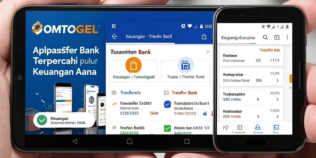 Screenshot utama aplikasi OMTOGEL menampilkan antarmuka Transfer Bank yang sederhana dan efisien.