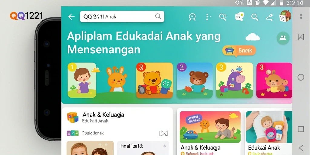 Tampilan antarmuka QQ1221 yang ceria dan interaktif untuk anak.
