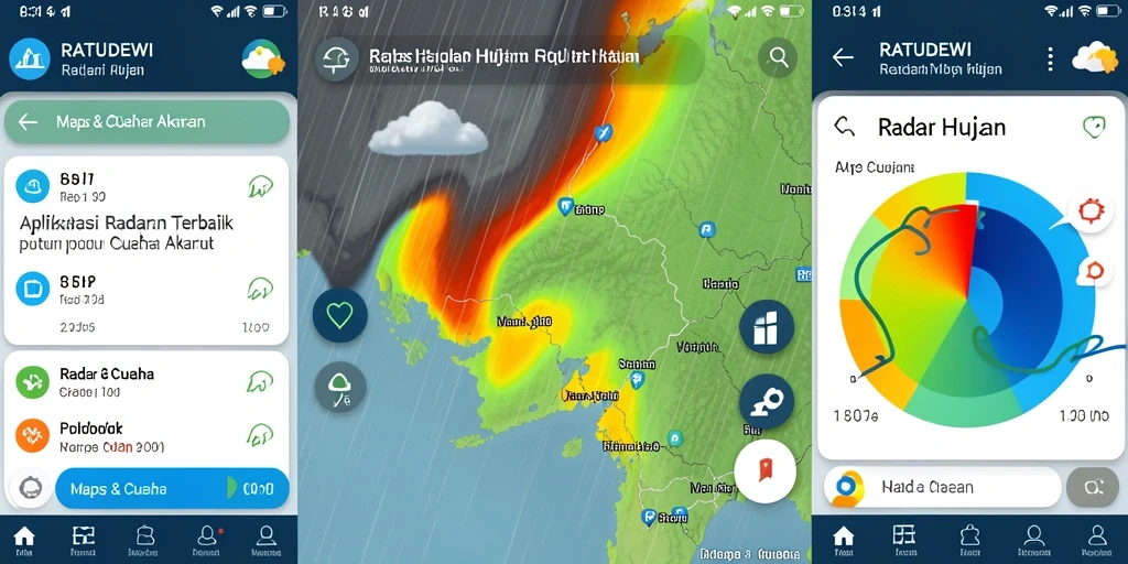 Antarmuka pengguna aplikasi RATUDEWI menampilkan radar hujan secara jelas dan informatif.